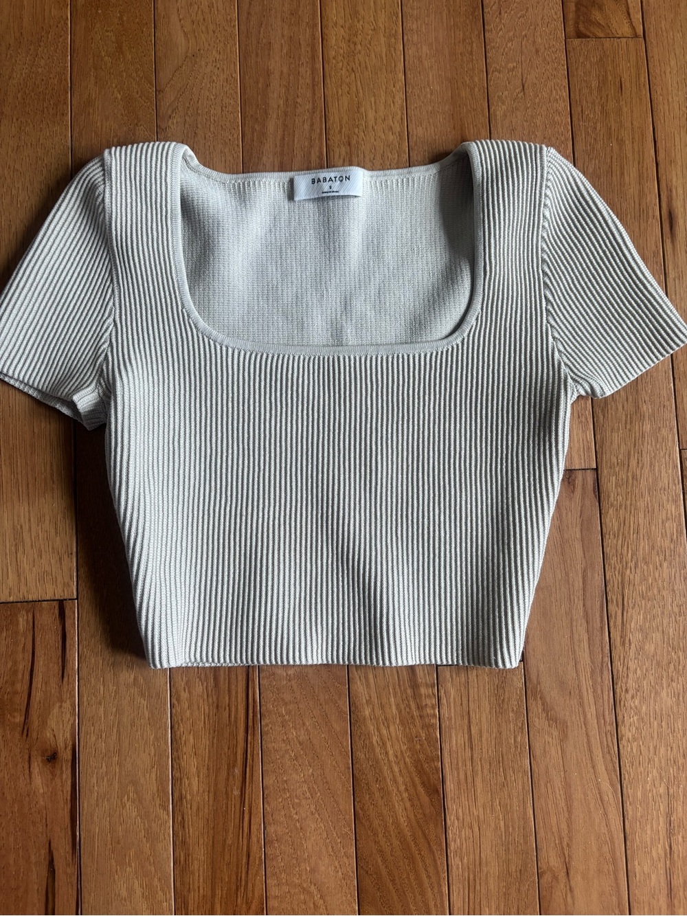 Babaton Aritzia Ribbed Square-Neck Crop Top in Cream